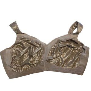 Playtex 18 Hour Women Full Coverage Wire Free Bra 50D Beige Nylon Blend Floral